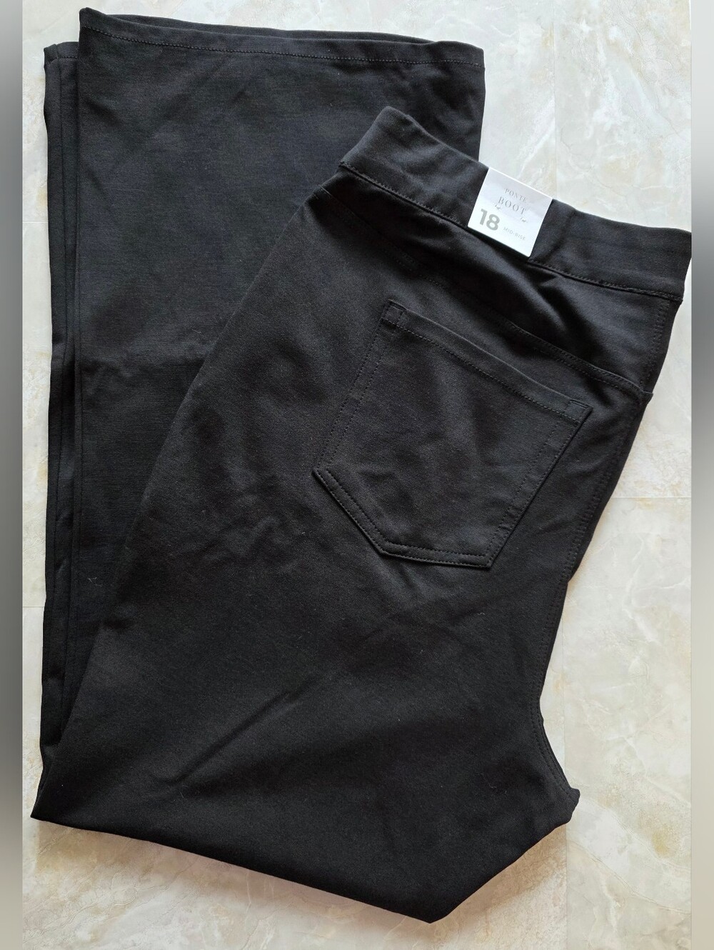 Lane Bryant Ponte Pull On Midrise Bootcut Pants 18 Black Pockets Office Career